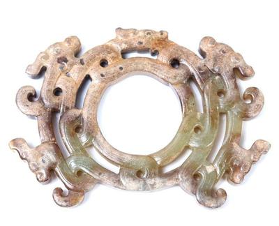 Lot 295 chinese archaistic jade style disc pendant