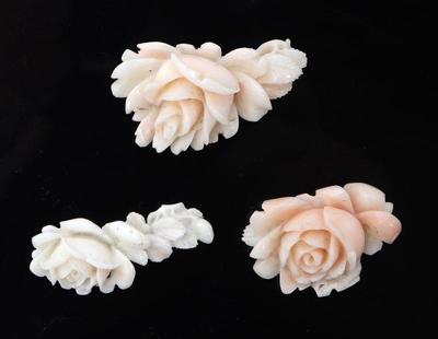 Lot 99 three lovely rose carved coral sections