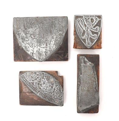 Lot 500 group of four antique english letterpress printing blocks