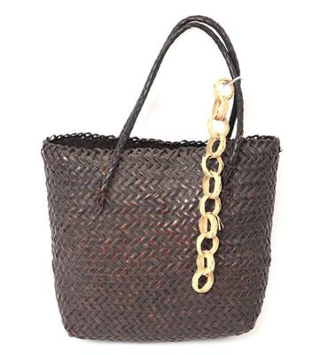 Lot 453 filipino hand made purse braided rattan & bamboo