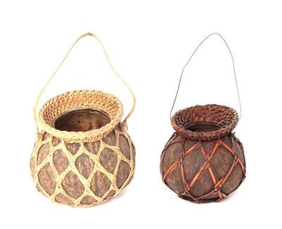 Lot 450 two hand wrapped filipino coconut baskets