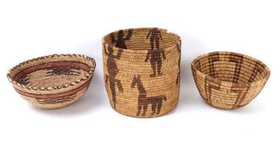 Lot 144 two nicely decorated mexican bowls one storage pot