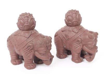 Lot 384 pair of porcelain elephant censers