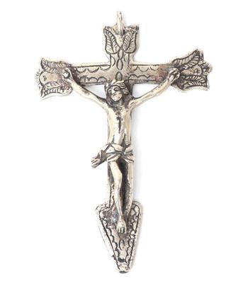 Lot 161 large antique sterling silver crucifix 86g