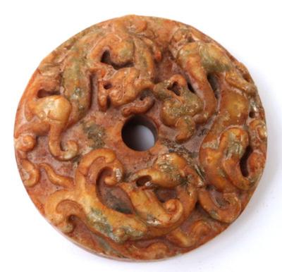 Lot 295 chinese jade style beast carving bi pendant