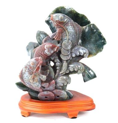 Lot 268 gorgeous rainbow hardstone koi fish statue