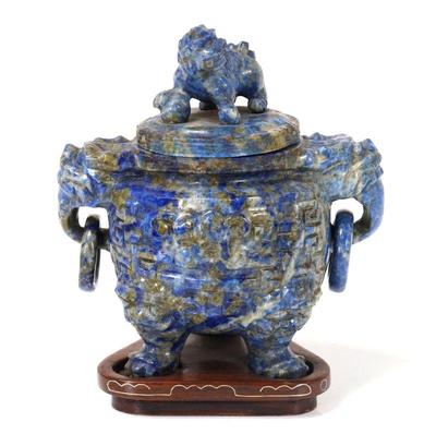 Lot 286 handsome chinese lapis lazuli censer