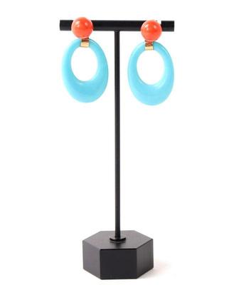 Lot 158 mid century turquoise coral earring, 14k gold