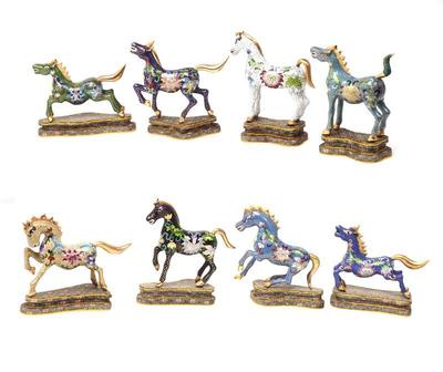 Lot 275 complete set of 8 cloisonne horses republic period 1912 1949