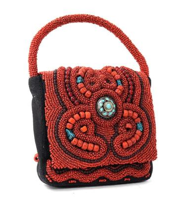 Lot 201 lovely handmade coral turquoise beaded purse