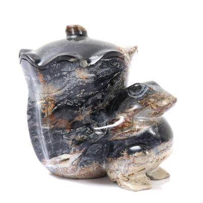 Lot 210 gorgeous petrified wood carved frog statue