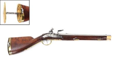Lot 1 excellent flintlock carbine w expanding stock 18th c.
