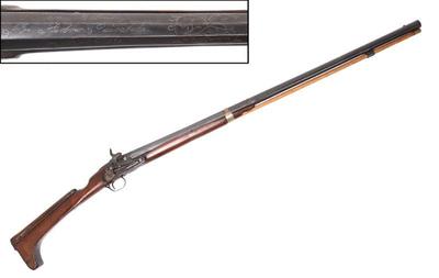 Lot 102 catalan stock escopeta percussion rifle signed pedro g. 1854