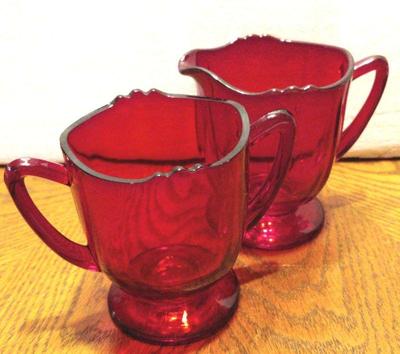 Ruby red sugar creamer