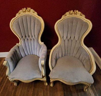 Victorian style king & queen parlor chairs