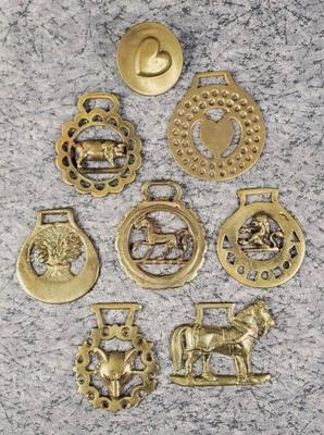 Vintage brass horse harness buckles medallions