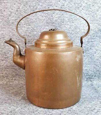 Large vintage copper tea kettle