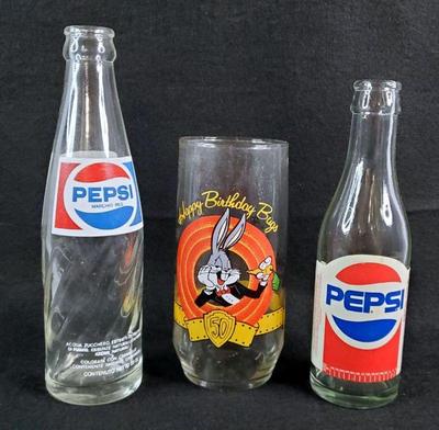 Italian pepsi bottle bugs bunny glass, vintage pepsi bottle