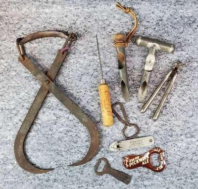 Ice hook apple corrs, bottle openers, ice pick, nutcracker