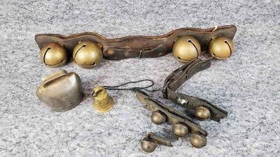 Antique sleigh bells and cow bells
