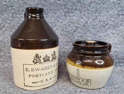 E swasey & co. stoneware bean pot and jug