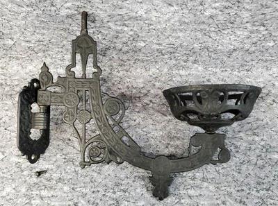 Antique cast iron oil lamp wall sconce