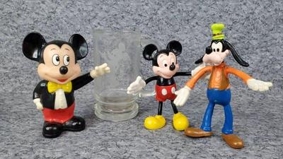Applause disney mickey mouse bank goofy bendy toys, mug