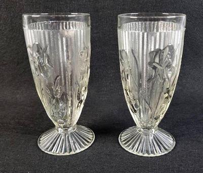 Jeanette glass iris herringbone pattern parfait glasses