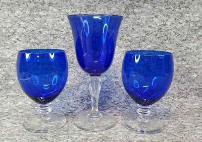 Crystal cobalt glass stemware