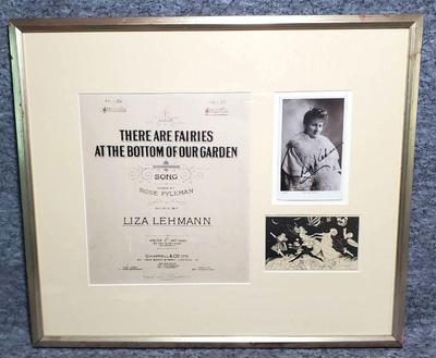Antique music autographed photo, art collage liza lehman