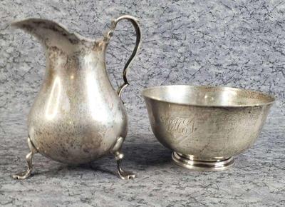 Sterling creamer and sugar bowl