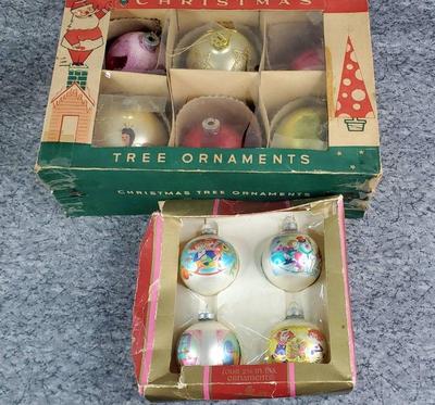 Vintage glass shiny brite, raggedy ann, disney ornaments