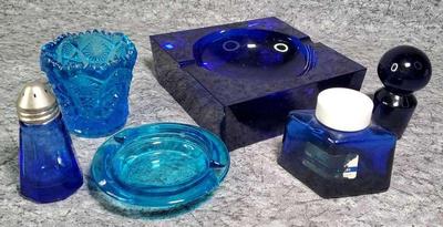 Blue glass home goods