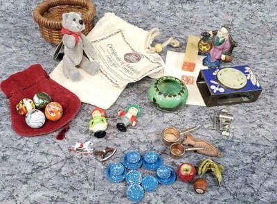 Dollhouse minatures teddy bear, artisan marbles, asian keepsakes