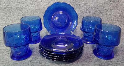Cobalt blue glasses and plates