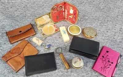 Handbag accessories wallets, compacts, pill box