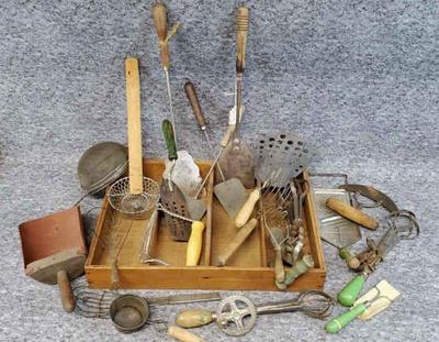 Vintage antique kitchenware utensils