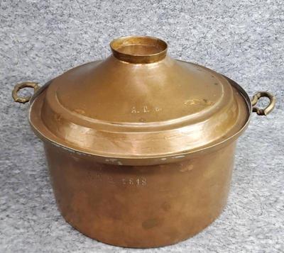 Antique big copper boiling pot