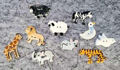 Tiny hand crafted ceramic animal buttons