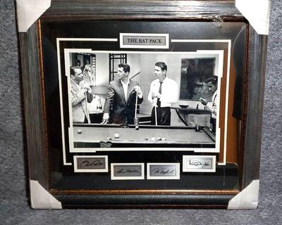 Framed rat pack photo and signatures