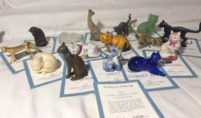Franklin mint curio cabinet cats