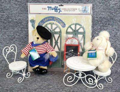 Muffy vanderbear french bistro bear lulu, furniture, backdrop