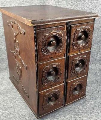 Salvaged sewing machine drawer chest