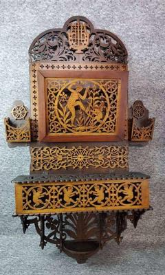 Vintage scroll cut letter holder wall shelf organizer