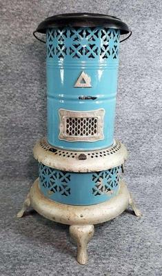 Vintage enamelware portable oil heater space heater