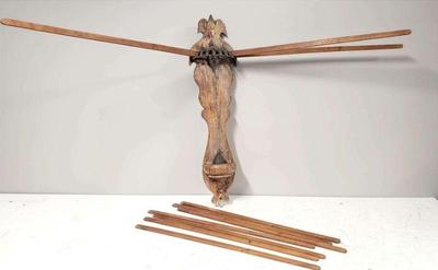 Antique wooden wall mount clothes drying rack