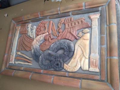 Concrete terracotta wall hanging Moravian mercer