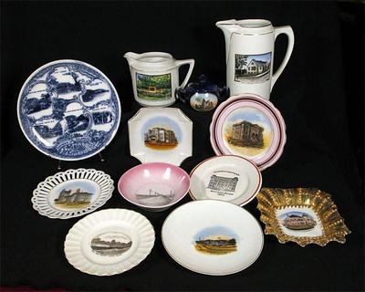 Antique souvenir porcelain and pottery