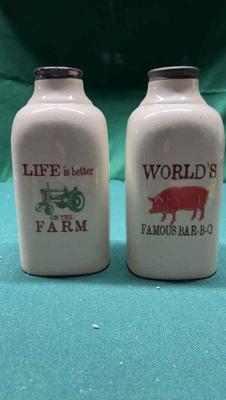 Red shed ceramic milk bottle s