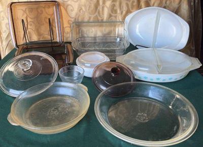 Pyrex corning ware, pampered chef etc